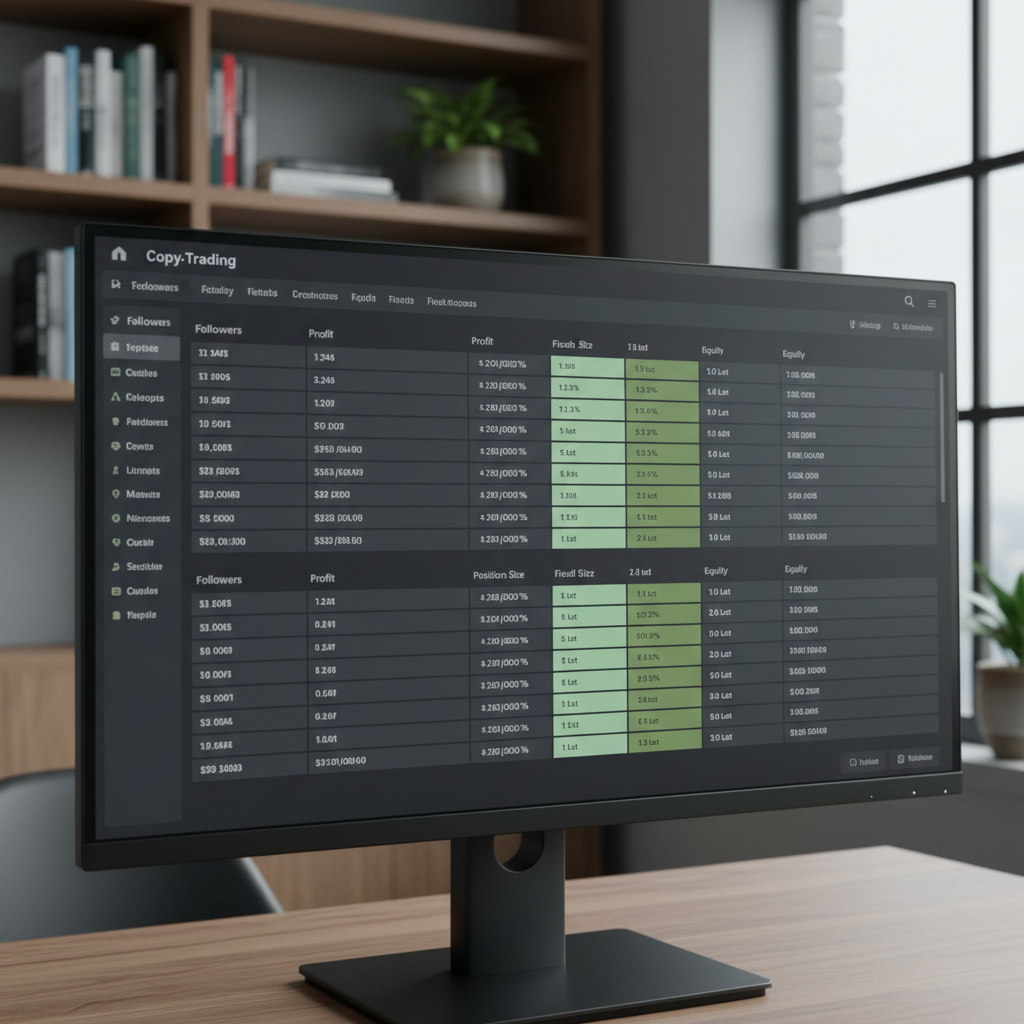 Disciplined copy-trading workspace with forex charts